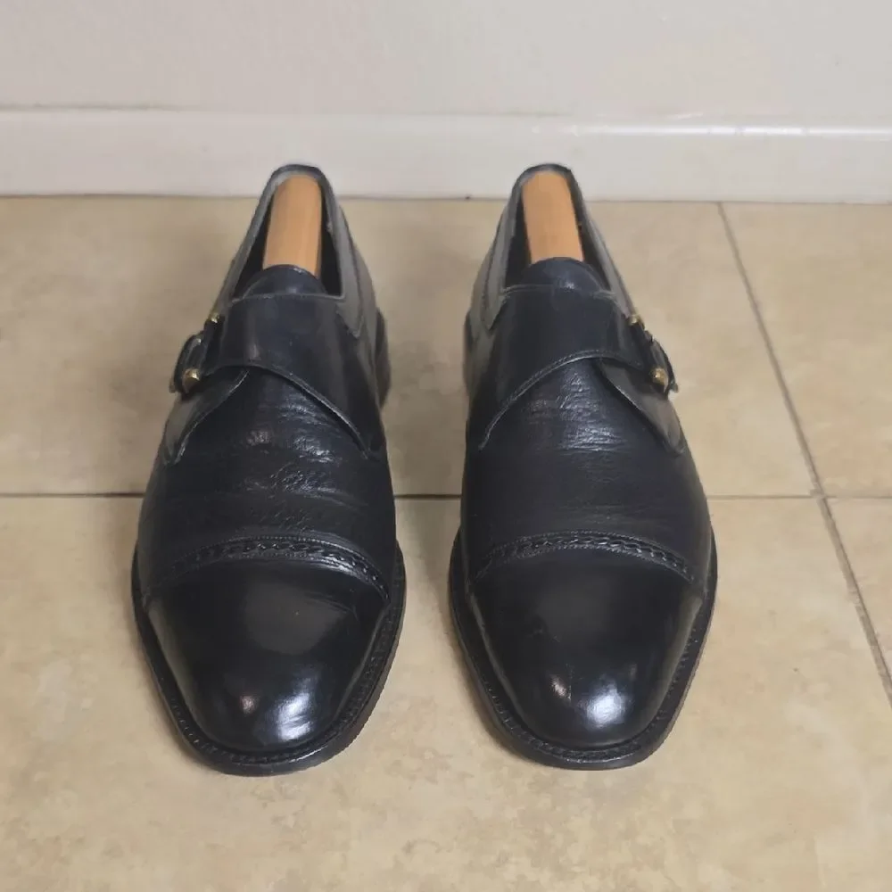 Mezlan Black Leather Buckle Oxfords